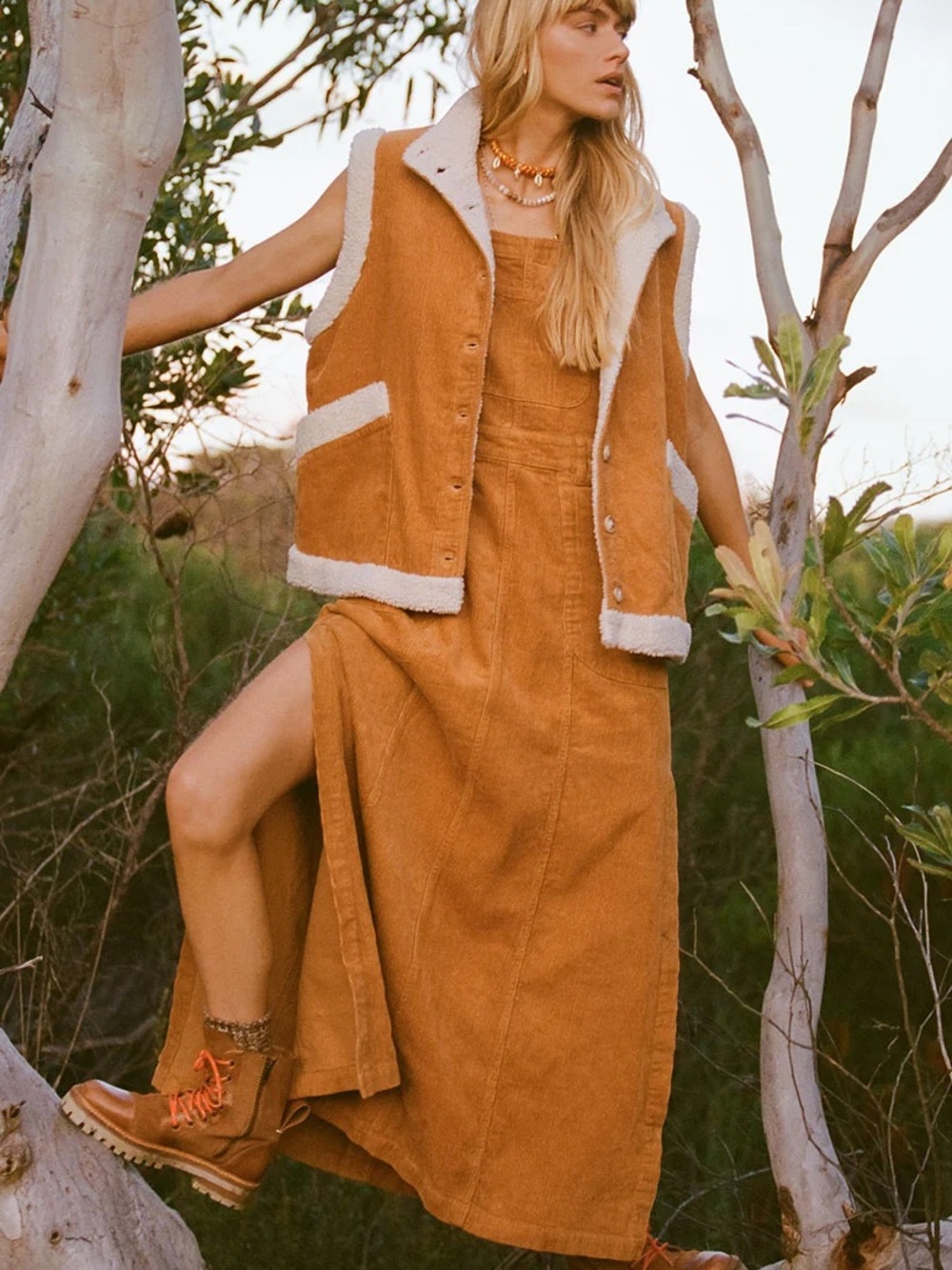 Spell Adventure Club - Summit Cord Overall Dress - Golden Oak - Sz XS - NWT!